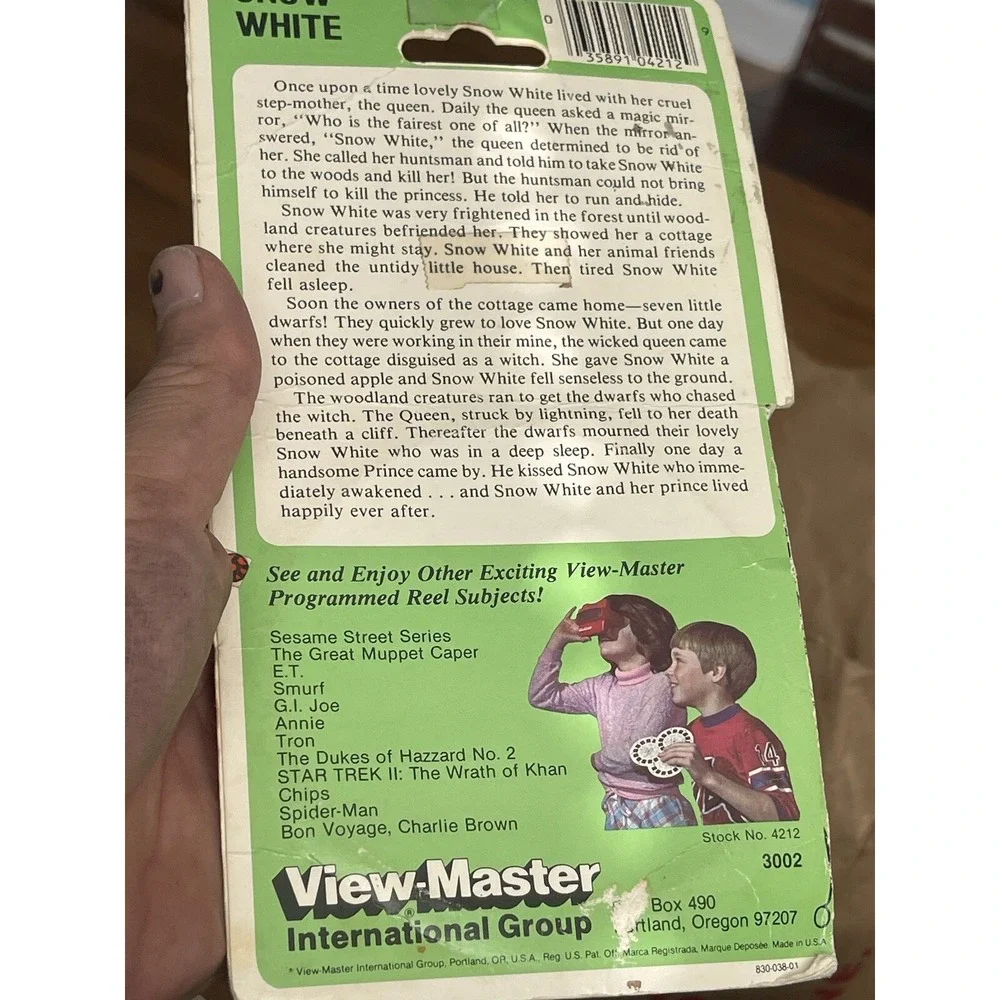 Disney #3002 Snow‎ White 7 Dwarfs Cartoon Movie view-master Reels Pack Open Box